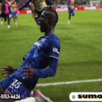 Selebrasi Nicolas Jackson dalam laga final UEFA Conference League antara Real Betis vs Chelsea, Kamis (29/5/2025)