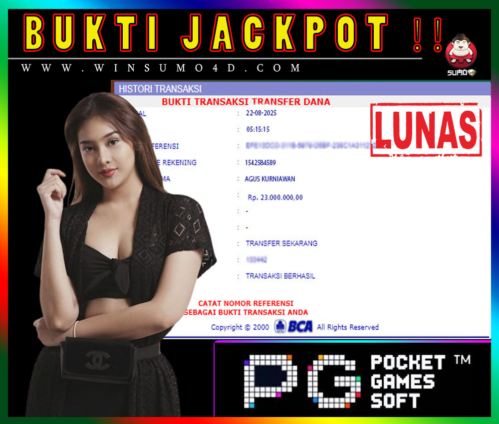 BUKTI JACKPOT KEMENANGAN MEMBER SUMO4D GAME PG SOFT 22 AGUSTUS 2025
