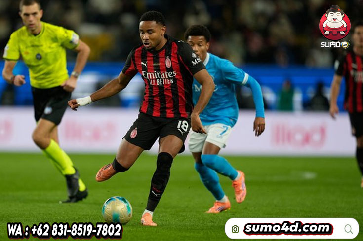 Aksi Christopher Nkunku di laga Supercoppa Italiana antara Napoli vs AC Milan,