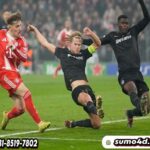 Lennart Karl (kiri) mencetak gol di laga Bayern vs Sporting CP di Liga Champions, Rabu (10/12/2025).