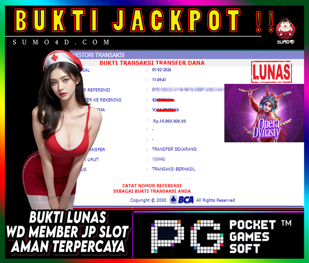 BUKTI JACKPOT SLOT PG SOFT 01 FEBRUARY 2026
