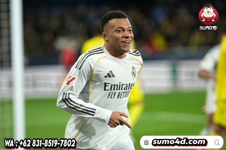 Selebrasi Kylian Mbappe di laga Villarreal vs Real Madrid, Minggu (25/01/2026).