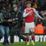 Selebrasi Max Dowman dalam laga Liga Inggris 2025/2026 antara Arsenal vs Everton, Minggu (15/3/2026).